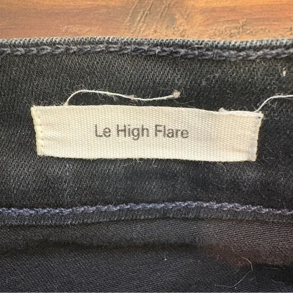 FRAME Denim Le High Flare Black Wash Jeans Womens 30 Lightly Distressed Grunge - Picture 4 of 13
